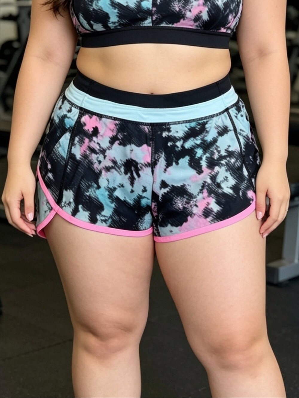 Ivivva Tie Dye Running Shorts Size 12 Pink Trim Athletic Lined by Lululemon